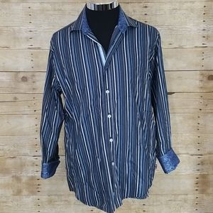 English Laundry Flip Cuff Striped Button Shirt